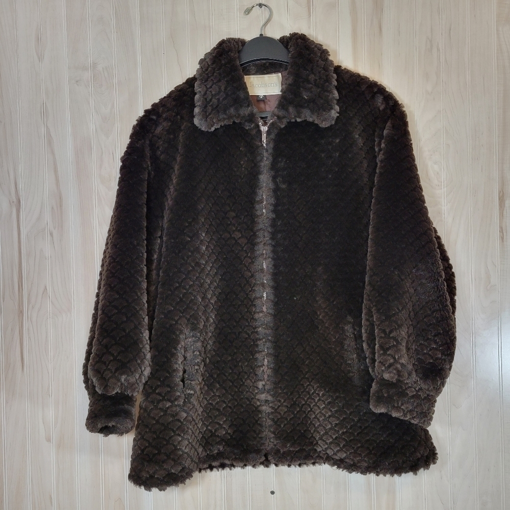 Jacobson’s Brown Faux Fur Coat Sz Small